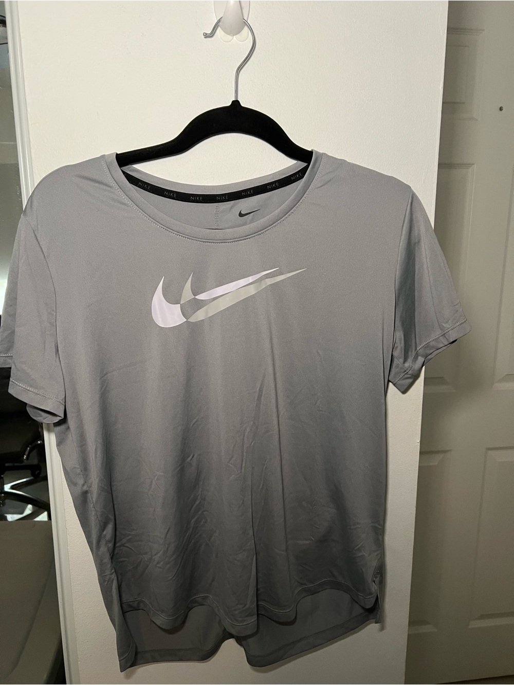 Nike Gray Short Sleeve Dri-FIT Tee with White Swoosh